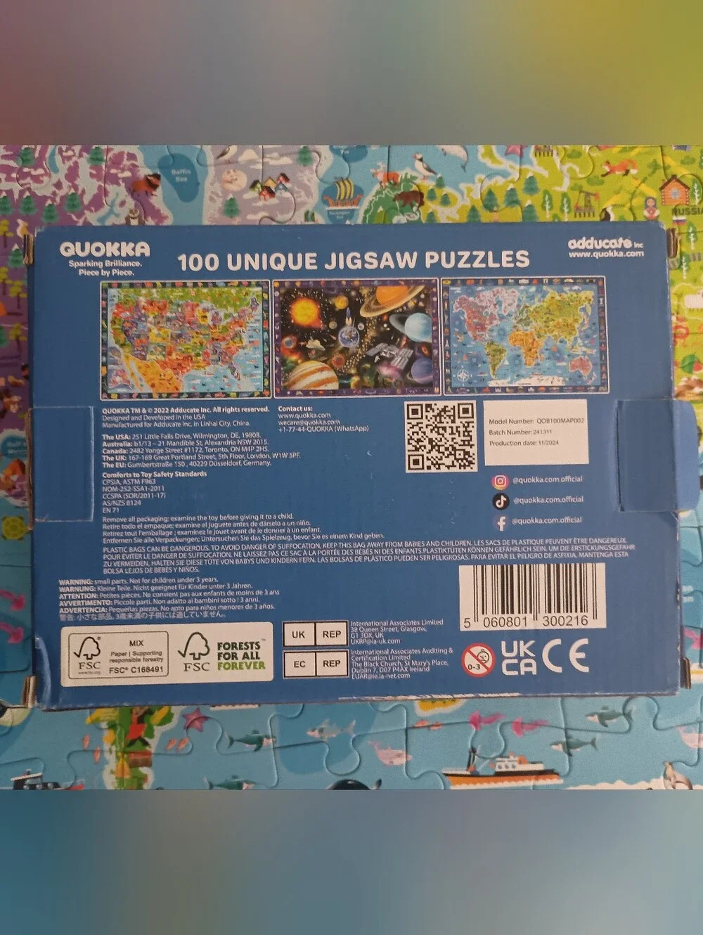 3/$10 🌟 Kids Quokka Colorful World Map 100 Piece Educational Jigsaw Puzzle